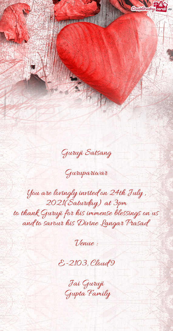 You are lovingly invited on 24th July , 2021(Saturday) at 3pm