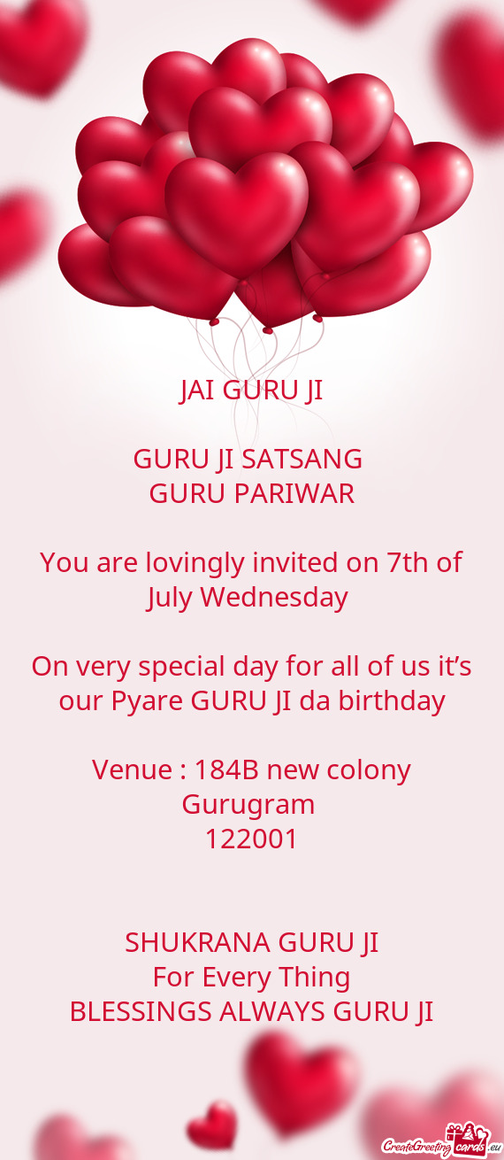 You are lovingly invited on 7th of July Wednesday