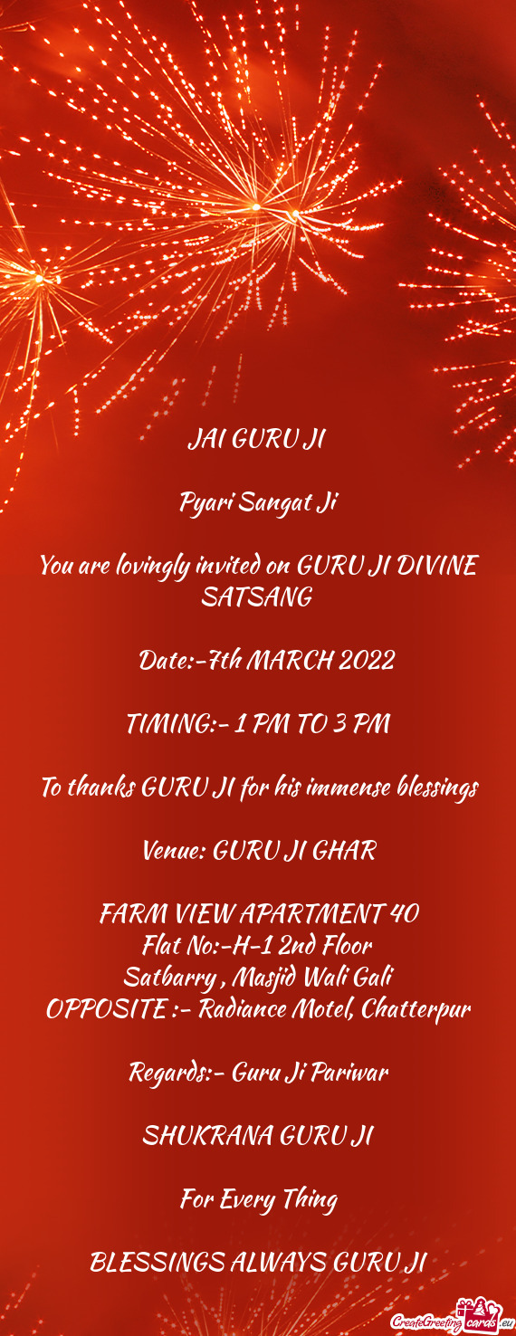 You are lovingly invited on GURU JI DIVINE SATSANG