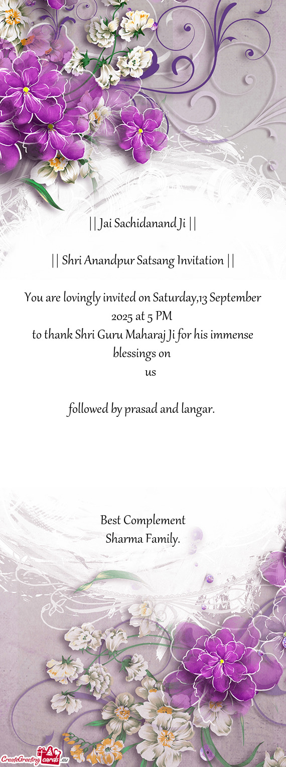 You are lovingly invited on Saturday,13 September 2025 at 5 PM