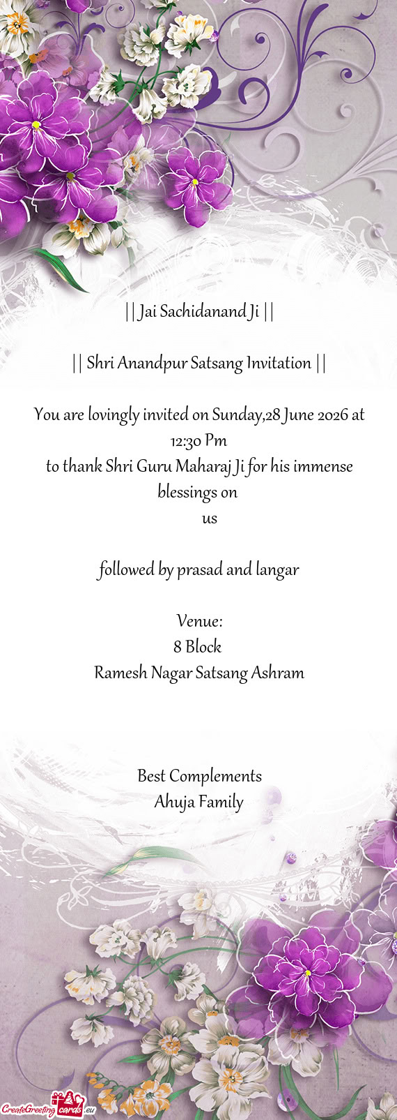 You are lovingly invited on Sunday,28 June 2026 at 12:30 Pm
