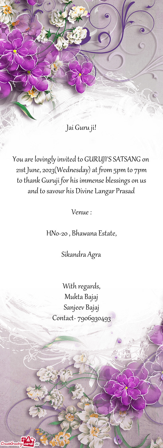 You are lovingly invited to GURUJI
