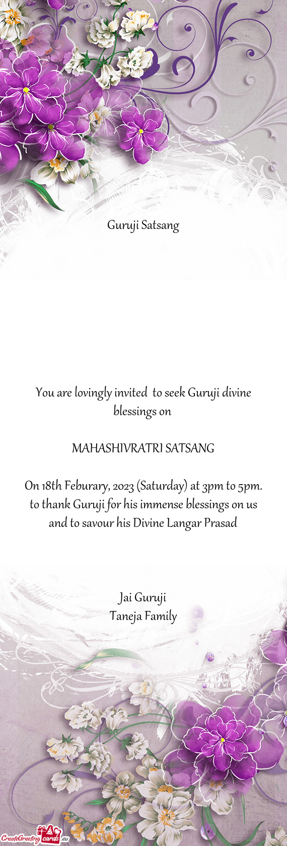 You are lovingly invited to seek Guruji divine blessings on