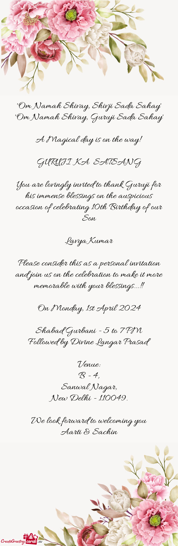 You are lovingly invited to thank Guruji for his immense blessings on the auspicious occasion of cel