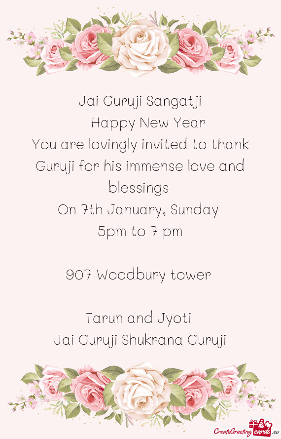 You are lovingly invited to thank Guruji for his immense love and blessings