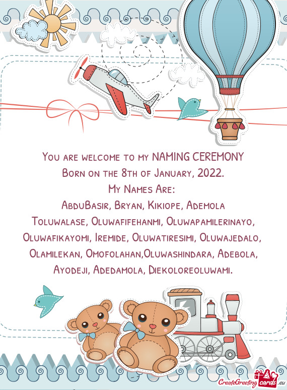 You are welcome to my NAMING CEREMONY