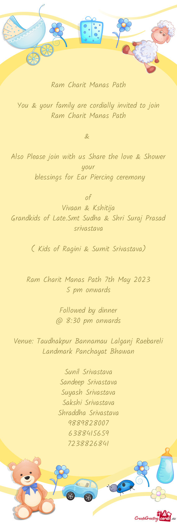 You & your family are cordially invited to join Ram Charit Manas Path