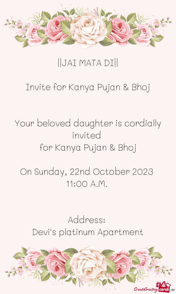 Your beloved daughter is cordially invited