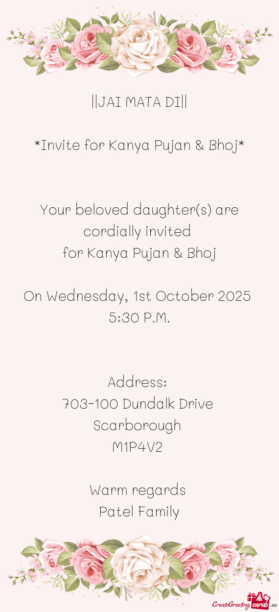 Your beloved daughter(s) are cordially invited