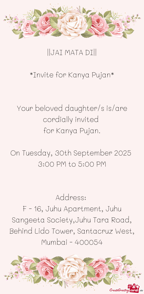 Your beloved daughter/s is/are cordially invited