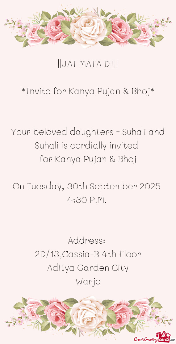 Your beloved daughters - Suhali and Suhali is cordially invited