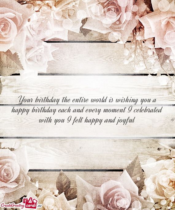 Your birthday the entire world is wishing you a happy birthday each and every moment I celebrated wi