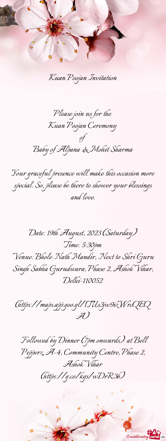 Your graceful presence will make this occasion more special. So, please be there to shower your bles