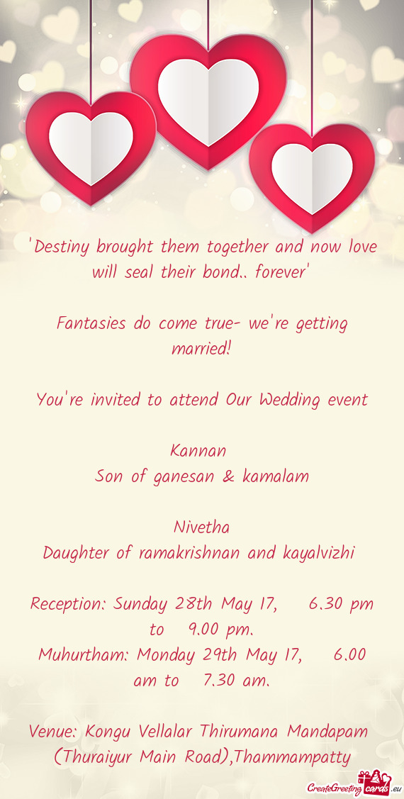 You're invited to attend Our Wedding event - Free cards