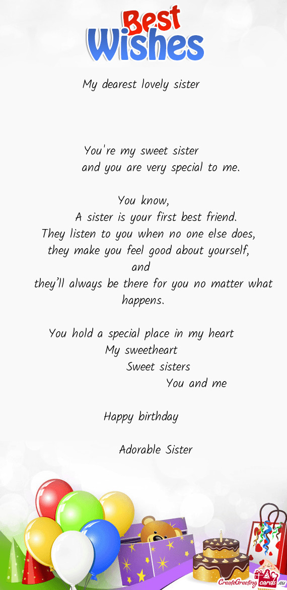 You're my sweet sister