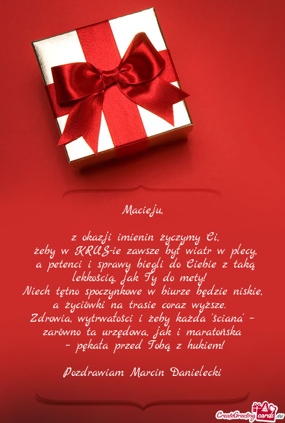 Z okazji imienin życzymy Ci