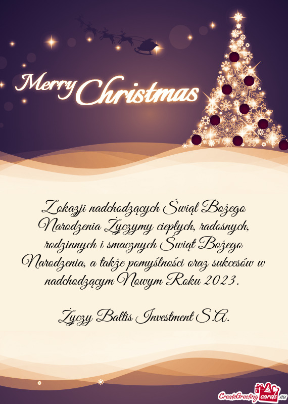 Z okazji nadchodzących Świąt Bożego Narodzenia Życzymy ciepłych, radosnych, rodzinnych i smacz