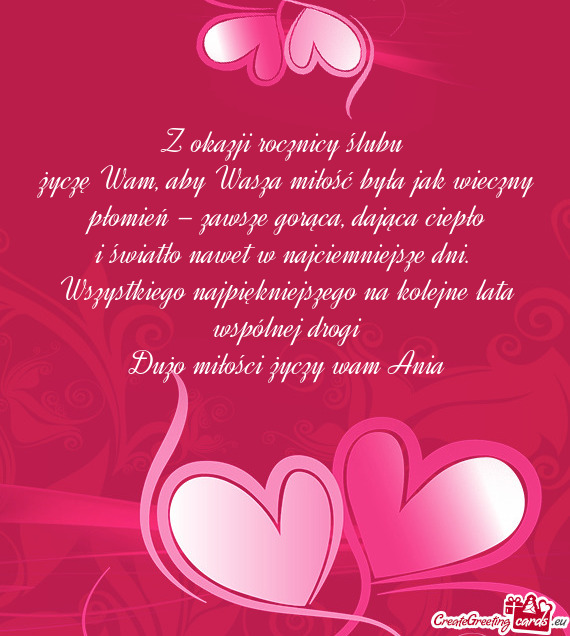 Z okazji rocznicy ślubu