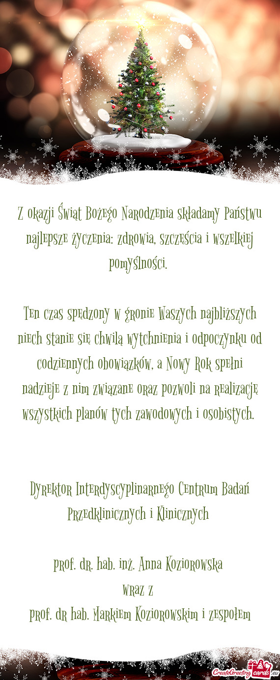 Z okazji Świąt Bożego Narodzenia składamy Państwu najlepsze życzenia: zdrowia, szczęścia i w