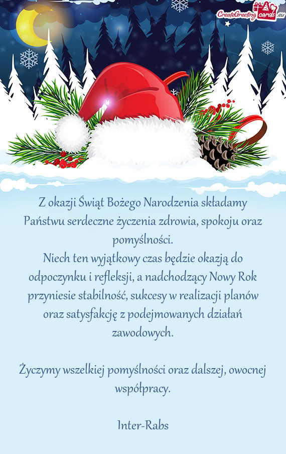 Z okazji Świąt Bożego Narodzenia składamy Państwu serdeczne życzenia zdrowia, spokoju oraz pom