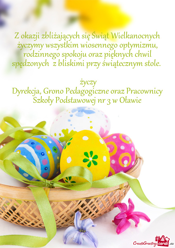 Z okazji zbliżających się Świąt Wielkanocnych życzymy wszystkim wiosennego optymizmu