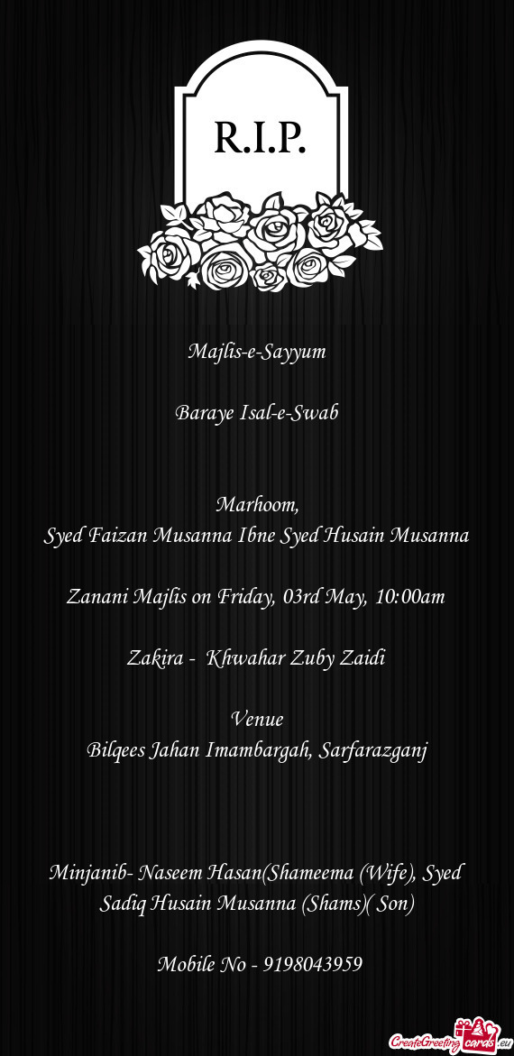 Zanani Majlis on Friday, 03rd May, 10:00am