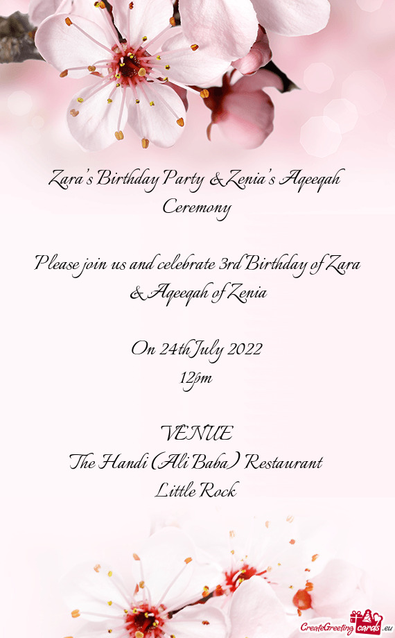 Zara’s Birthday Party & Zenia’s Aqeeqah Ceremony