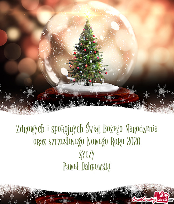 Zdrowych i spokojnych Świąt Bożego Narodzenia oraz szczęśliwego Nowego Roku 2020