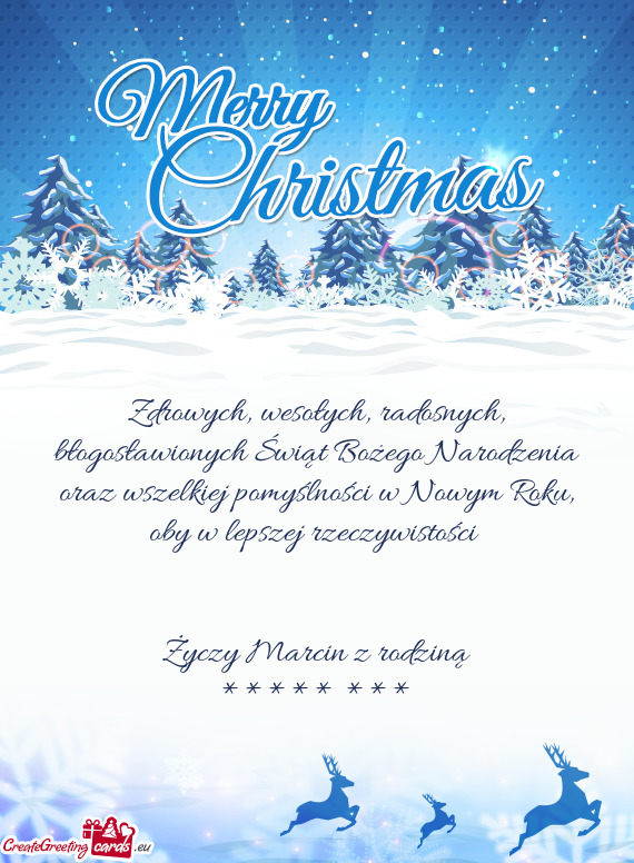 Zdrowych, wesołych, radosnych, błogosławionych Świąt Bożego Narodzenia oraz wszelkiej pomyśln