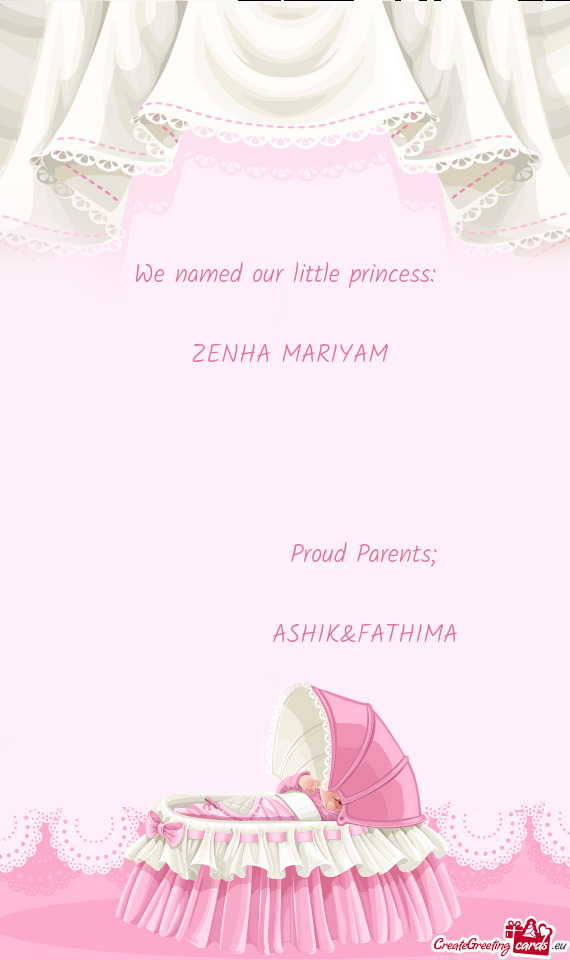 ZENHA MARIYAM       Proud Parents;      ASHIK&FATHIMA