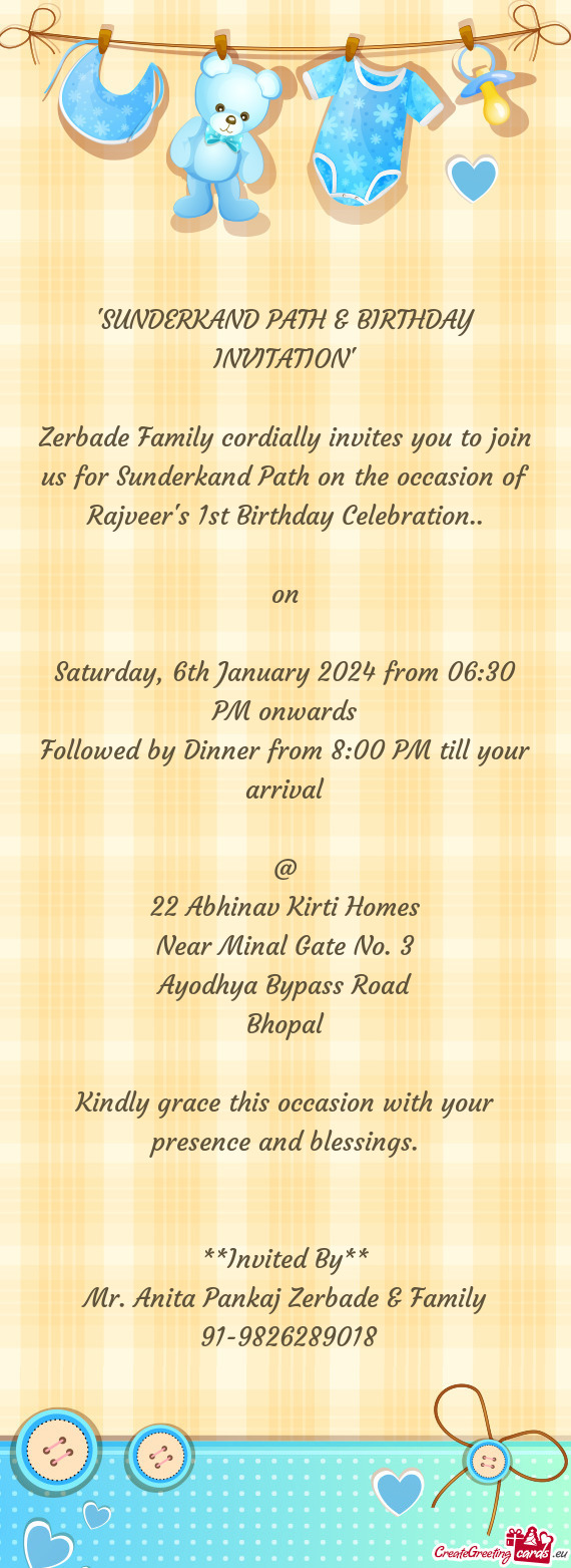 Zerbade Family cordially invites you to join us for Sunderkand Path on the occasion of Rajveer