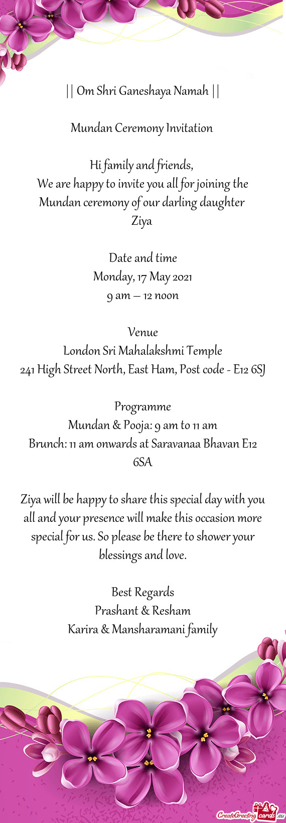 Ziya will be happy to share this special day with you all and your presence will make this occasion