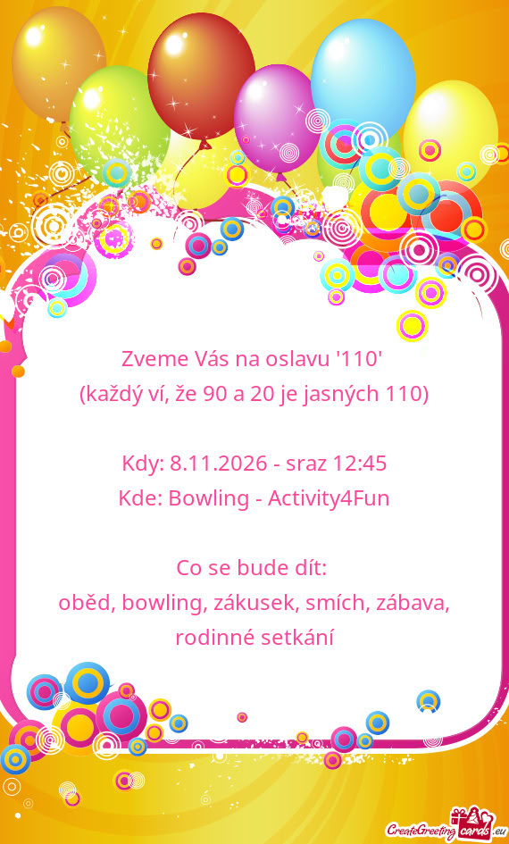 Zveme Vás na oslavu 