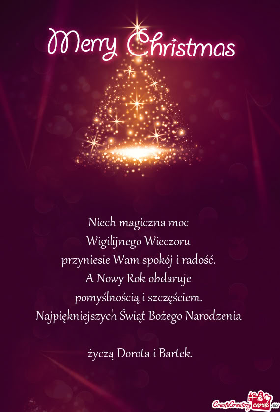 Życzą Dorota i Bartek