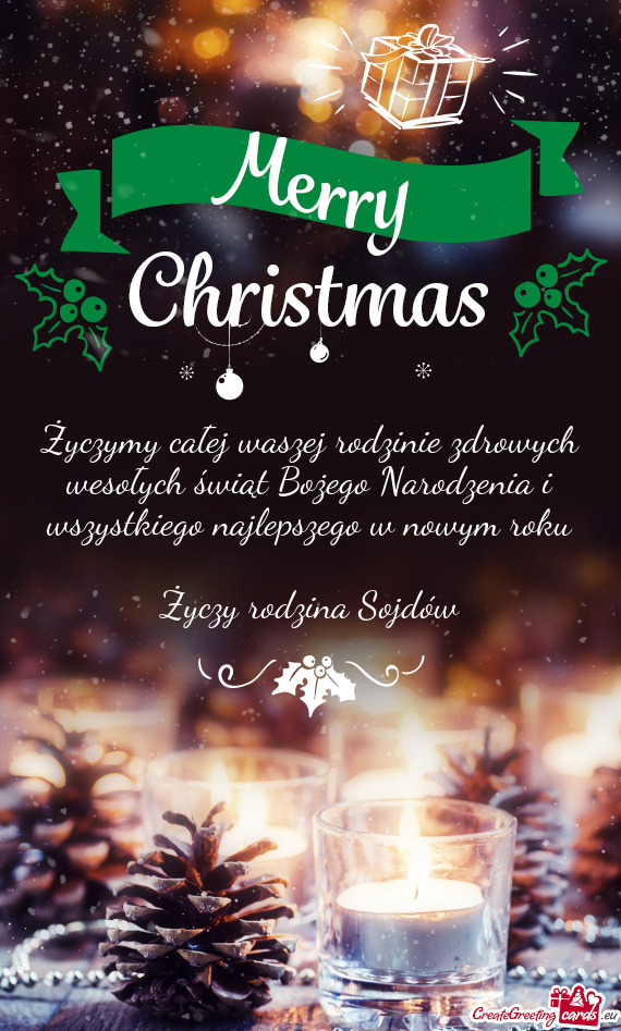 Życzymy całej waszej rodzinie zdrowych wesołych świąt Bożego Narodzenia i wszystkiego najlepsz