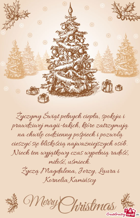 Życzymy Świąt pełnych ciepła, spokoju i prawdziwej magii-takich, które zatrzymują na chwilę