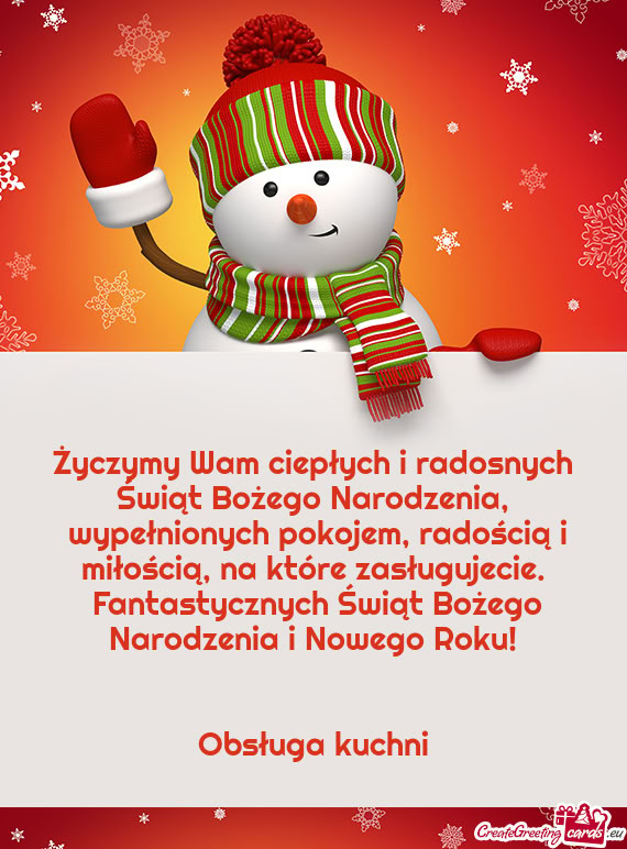 Życzymy Wam ciepłych i radosnych Świąt Bożego Narodzenia