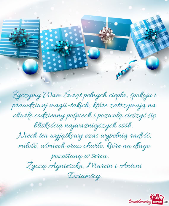 Życzymy Wam Świąt pełnych ciepła, spokoju i prawdziwej magii-takich, które zatrzymują na chwi