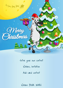 Card with Christmas Zebra