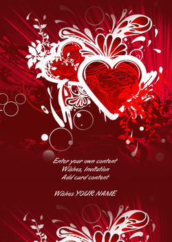 Decorative Card with Red Hearts