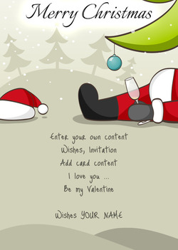 Card with Drunk Santa Claus