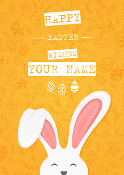 Easter bunny on an orange meadow card