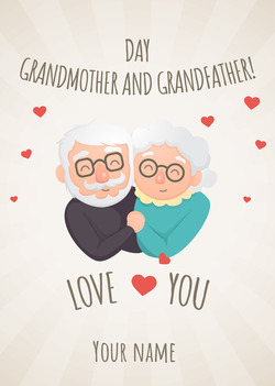 A card with Grandparents in their arms