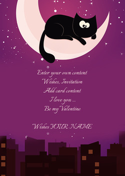 Card with Kitten on the Moon