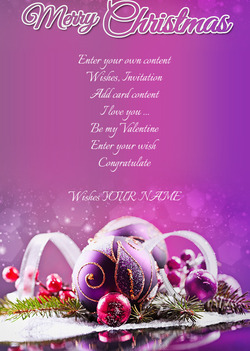 Card with Purple Christmas Balls